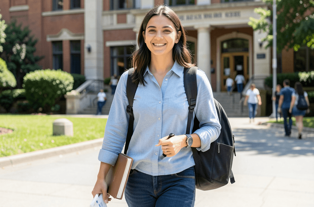 Estudiante internacional revisando su seguro médico